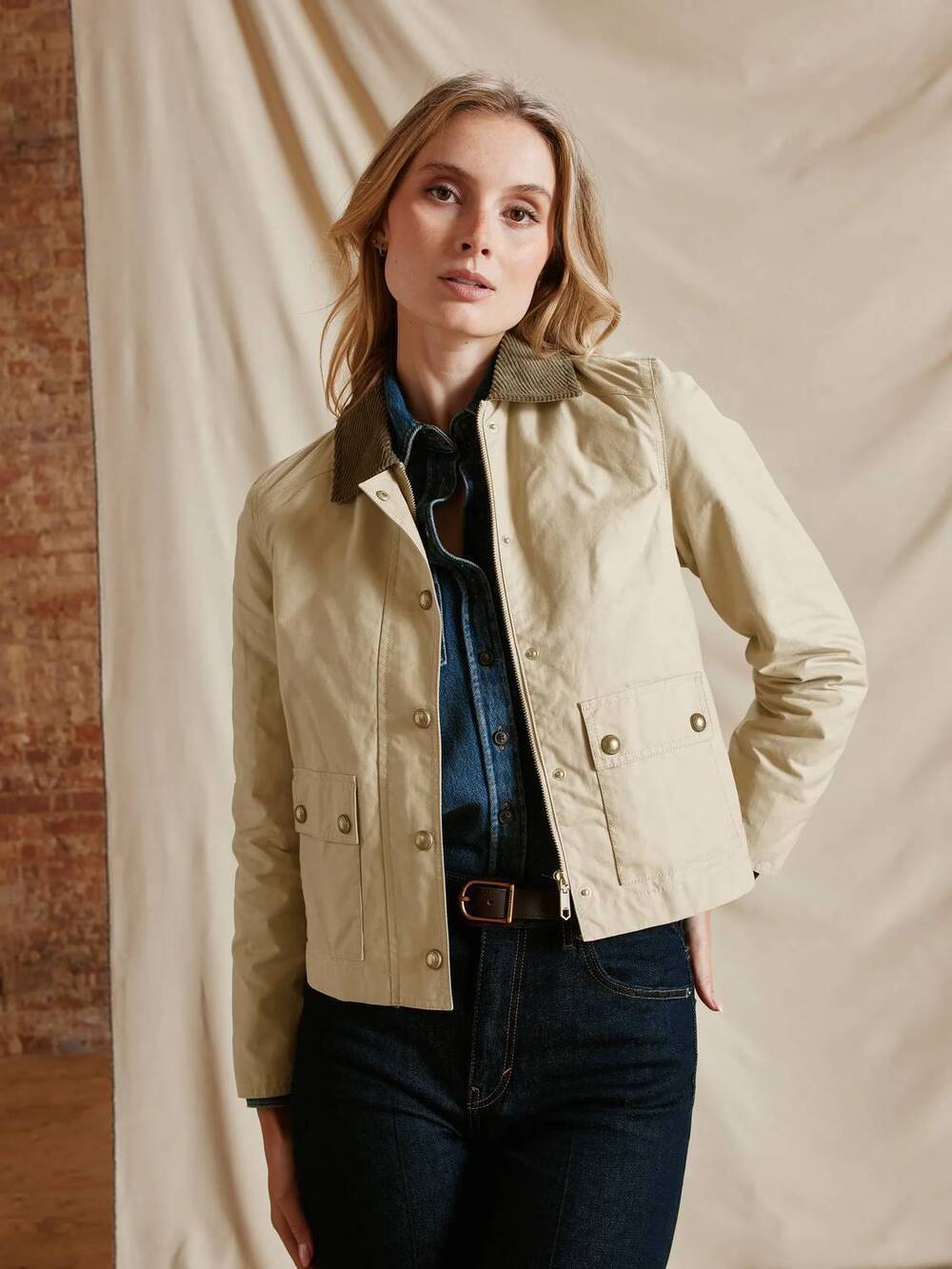 NEW FAIRFAX & FAVOR tabitha short wax jacket in oatmeal